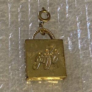 NWOT - Diamonds International Brassy Gold Tone Metal Hanging Gift Bag Charm